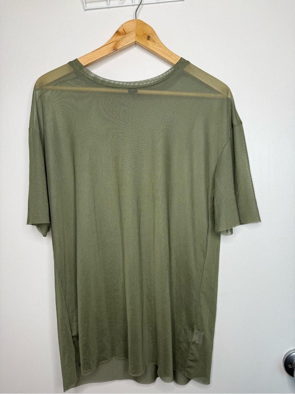 Men's Sheer Lightweight Olive Green Short Sleeve Shirt